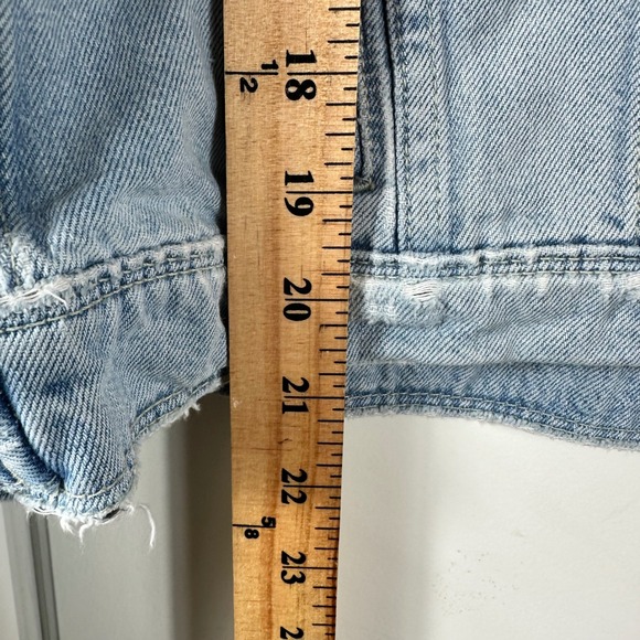 PAIGE City of Angels Embroidered Denim Trucker Jacket Women's Size M Light‎ Wash - Picture 6 of 12